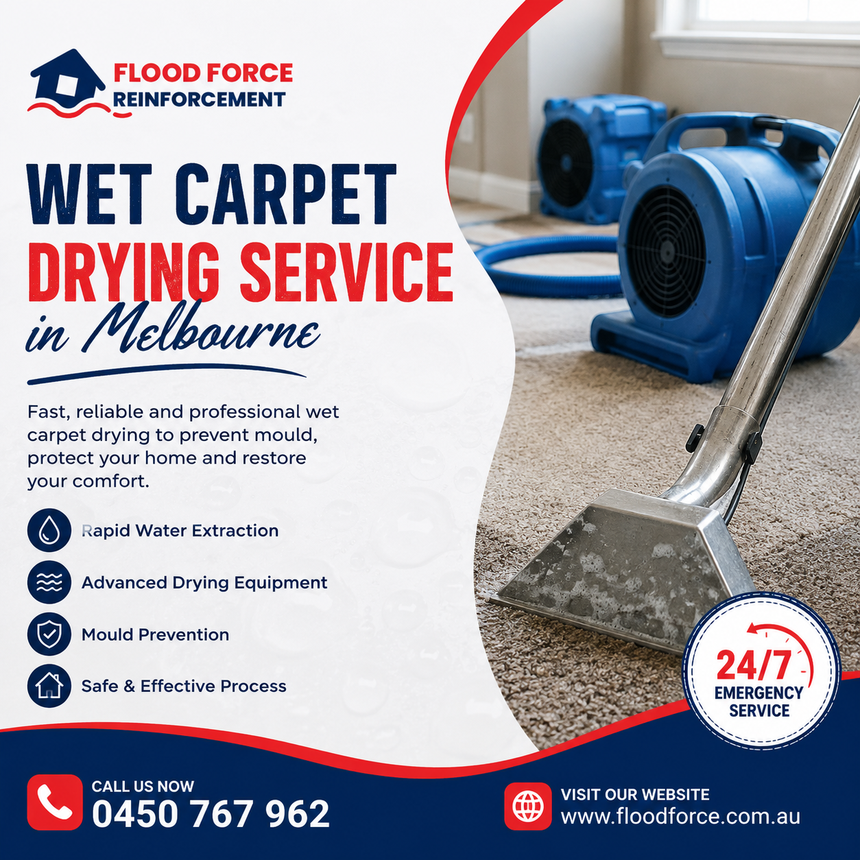 Wet Carpet Drying Service in Melbourne